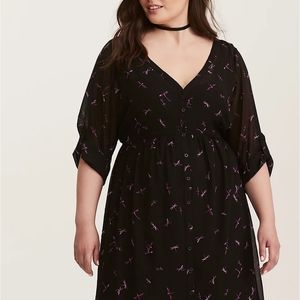 Torrid size 5 Black & Purple Chiffon Shirt dress